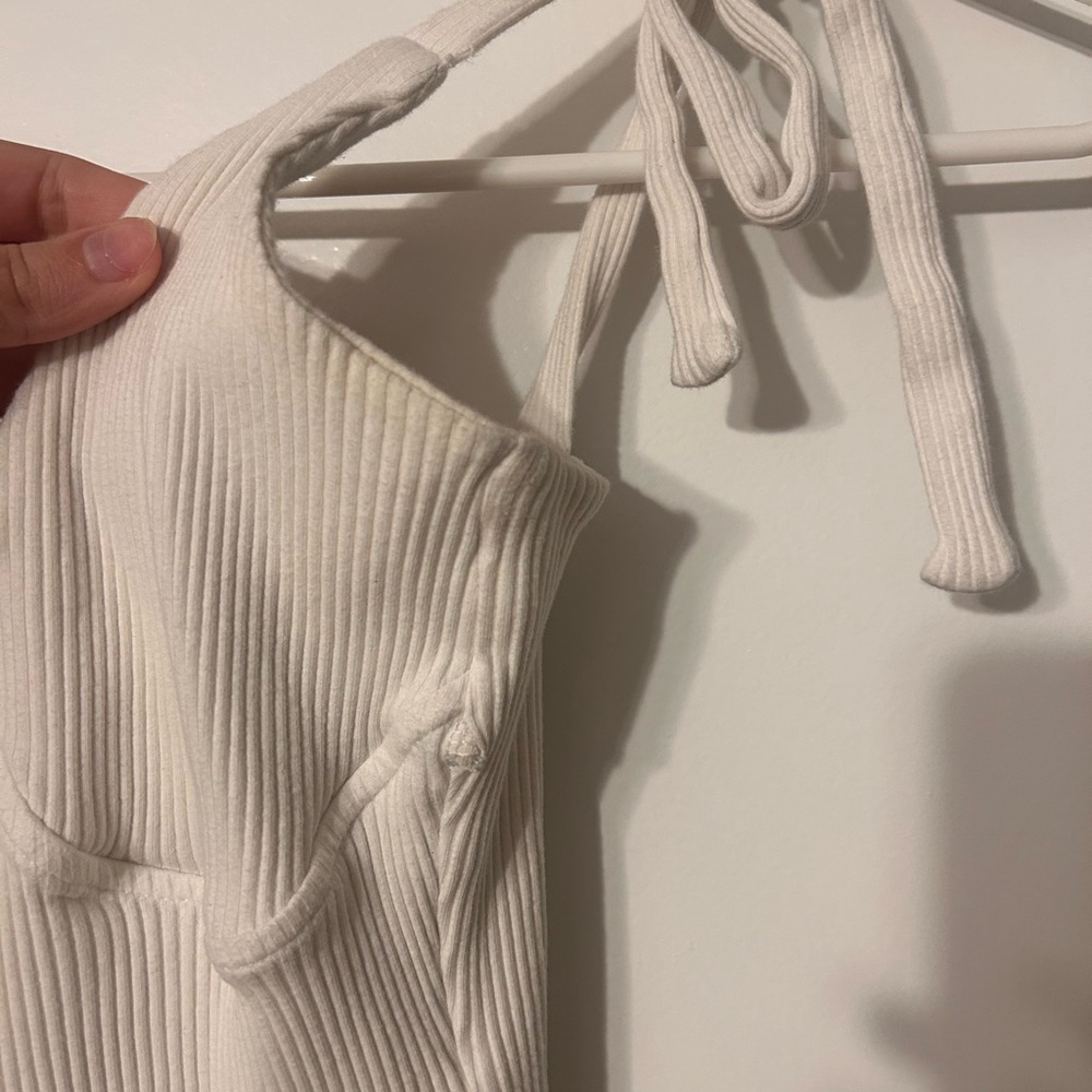 White Ribbed One Piece - Picture 3 of 4